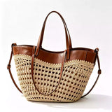 Raffia Woven Tote Bag for Women, French Style Straw Shoulder Purse