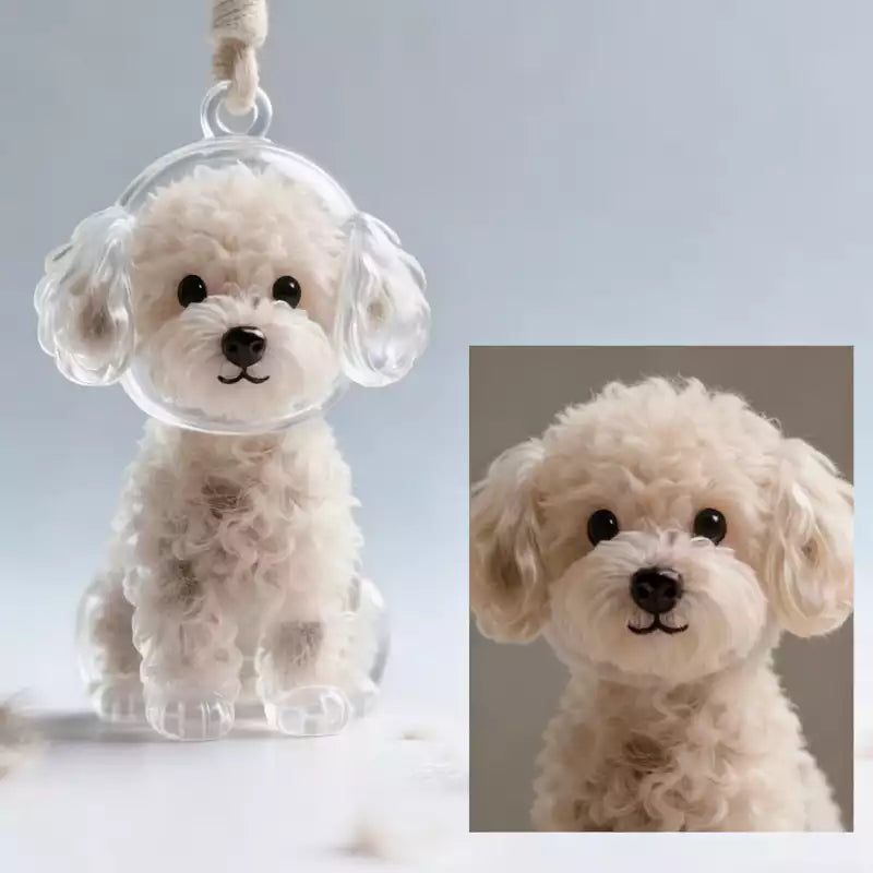 pet fur keepsake capsule size and wear example on dogs