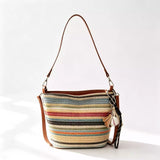 Handmade Woven Crossbody Bag, Colorful Striped Woven Bag, Summer Straw Style Handbag, Shoulder Tote, Bohemian Vacation Bag