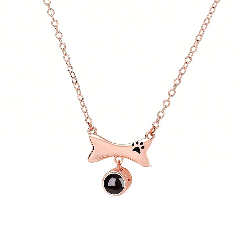 rose gold personalized pet photo necklace with round charm
