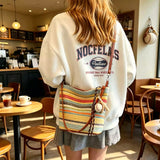 Handmade Woven Crossbody Bag, Colorful Striped Woven Bag, Summer Straw Style Handbag, Shoulder Tote, Bohemian Vacation Bag