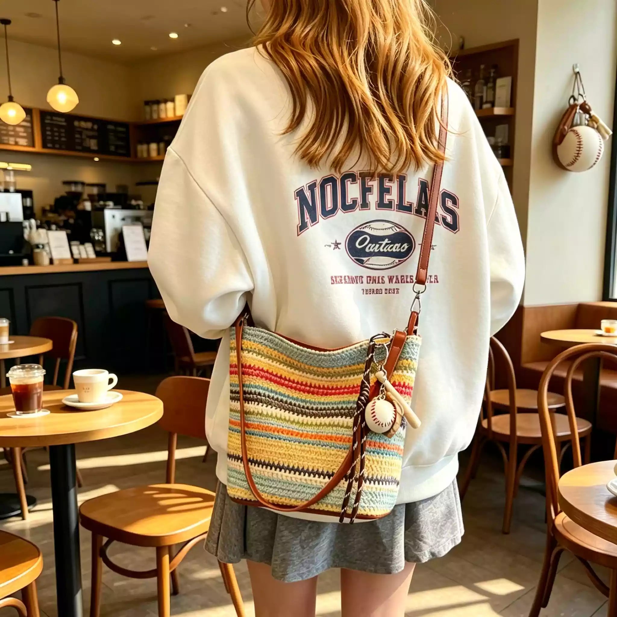 Handmade Woven Crossbody Bag, Colorful Striped Woven Bag, Summer Straw Style Handbag, Shoulder Tote, Bohemian Vacation Bag