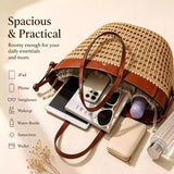 Raffia Woven Tote Bag for Women, French Style Straw Shoulder Purse