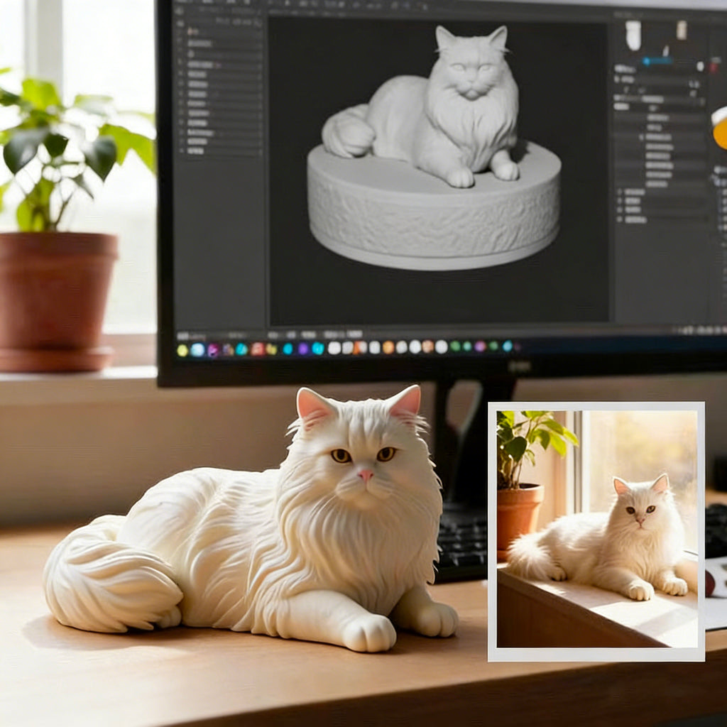 3D modeling preview for a custom 3D printed pet figurine
