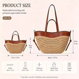 Raffia Woven Tote Bag for Women, French Style Straw Shoulder Purse