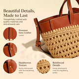 Raffia Woven Tote Bag for Women, French Style Straw Shoulder Purse