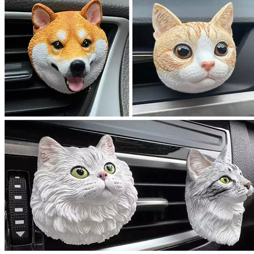 custom 3D fridge magnets on a refrigerator (dog and cat)
